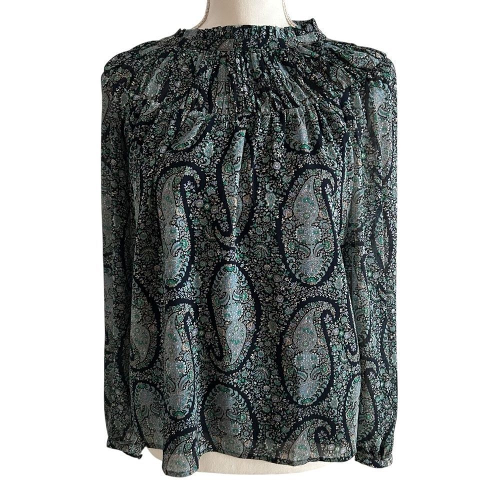 J Crew Long Sleeve Boho Paisley Top Size Small
